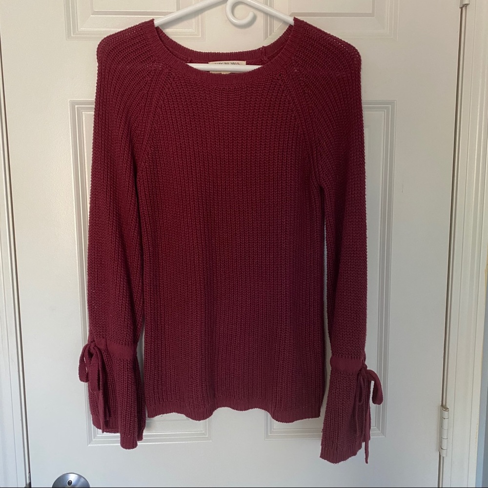 Maroon Bell Sleeve Sweater